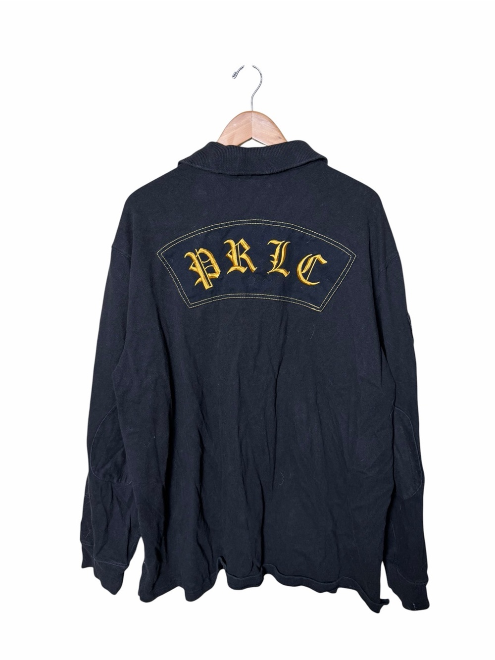 Vintage Polo Ralph Lauren PRLC Crest Rugby Shirt Black Gold Embroidered XXL - Picture 3 of 6